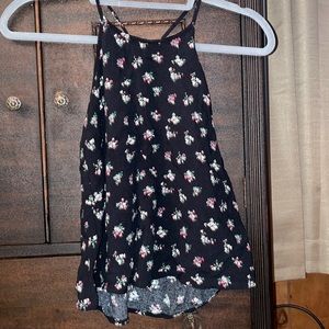 Tank top blouse with white and pink flowers